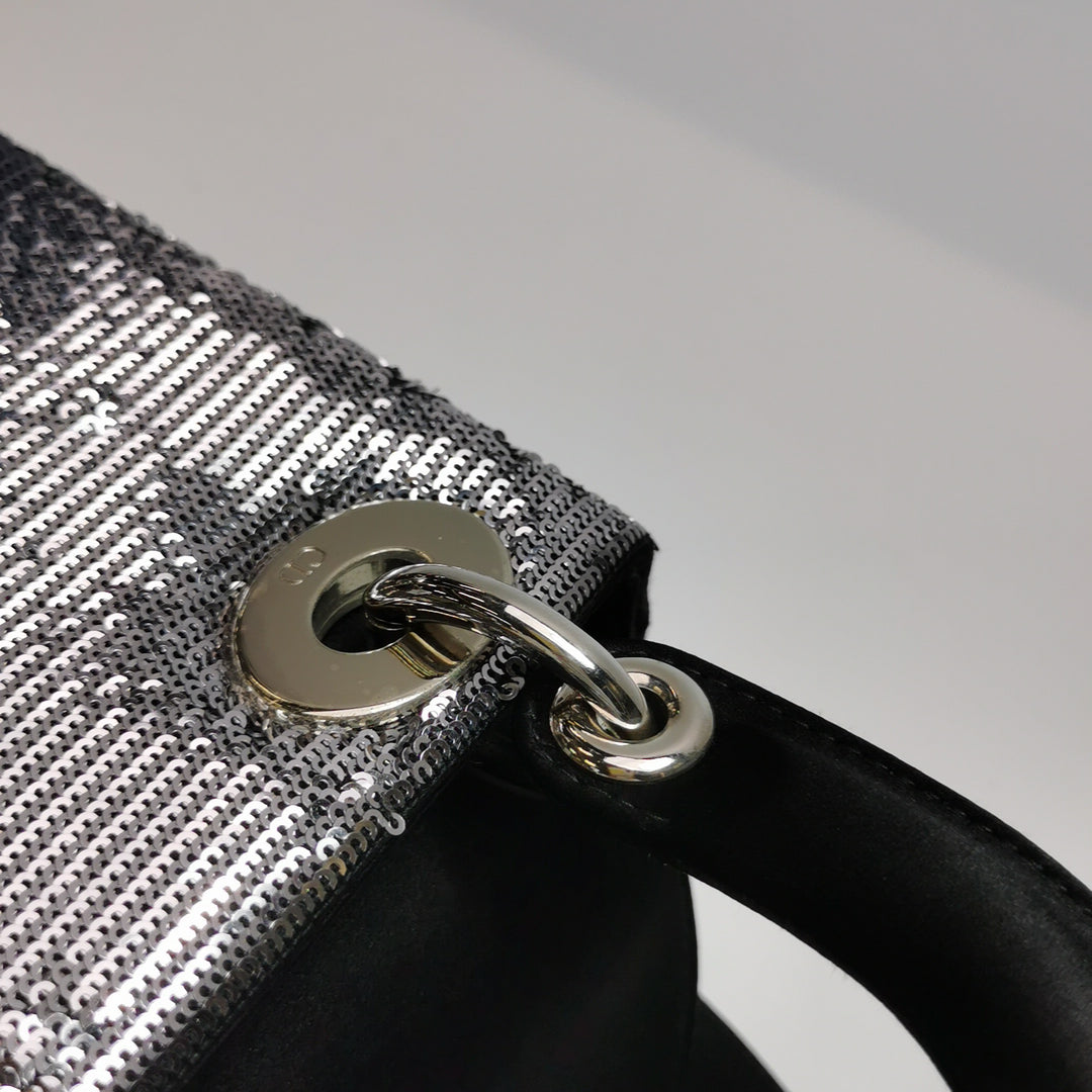 Dior Mini Lady Dior Satin Sequin Gradient Black Silver