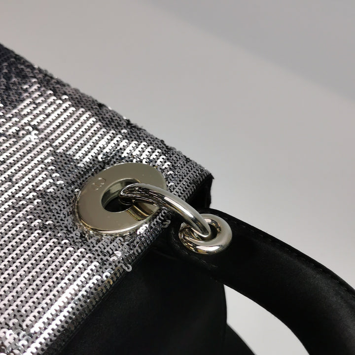 Dior Mini Lady Dior Satin Sequin Gradient Black Silver