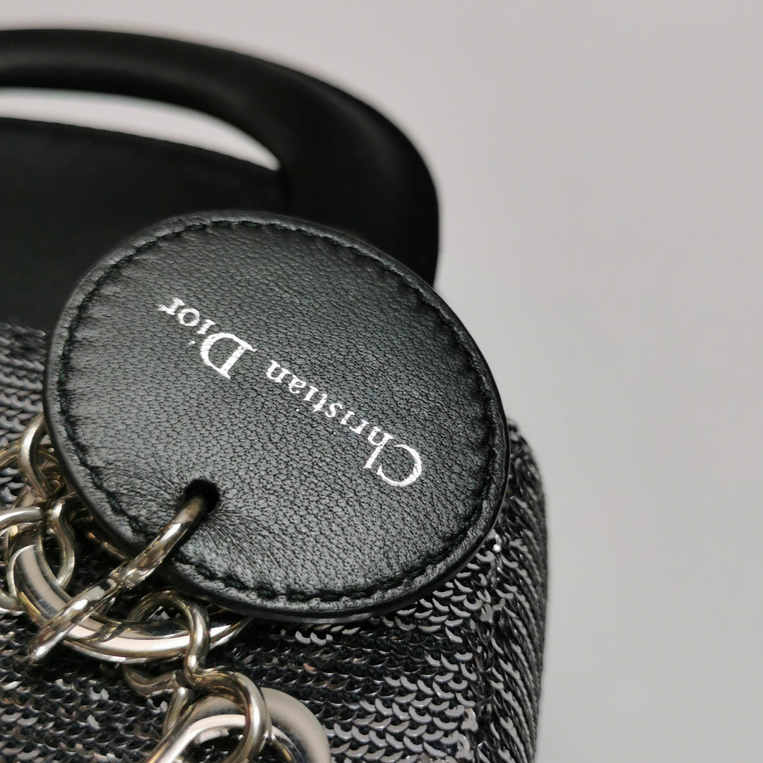 Dior Mini Lady Dior Satin Sequin Gradient Black Silver