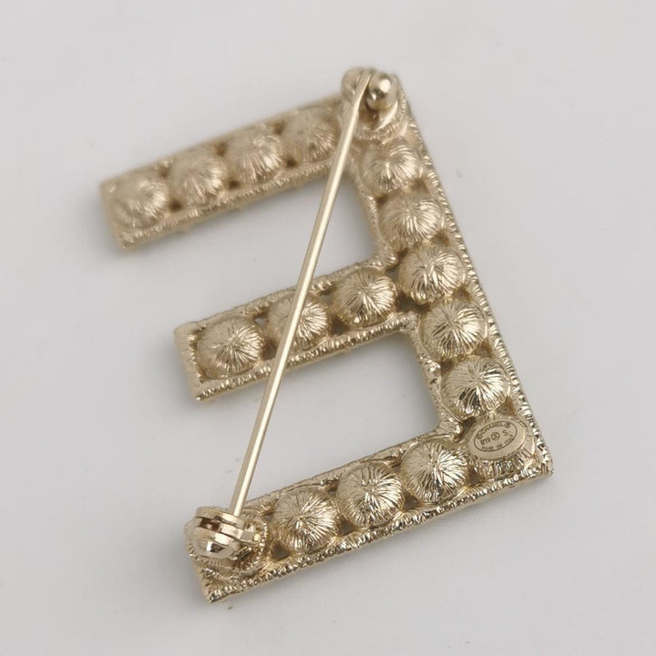 Chanel 2020 Strass Logo Letters Brooch Set Gold