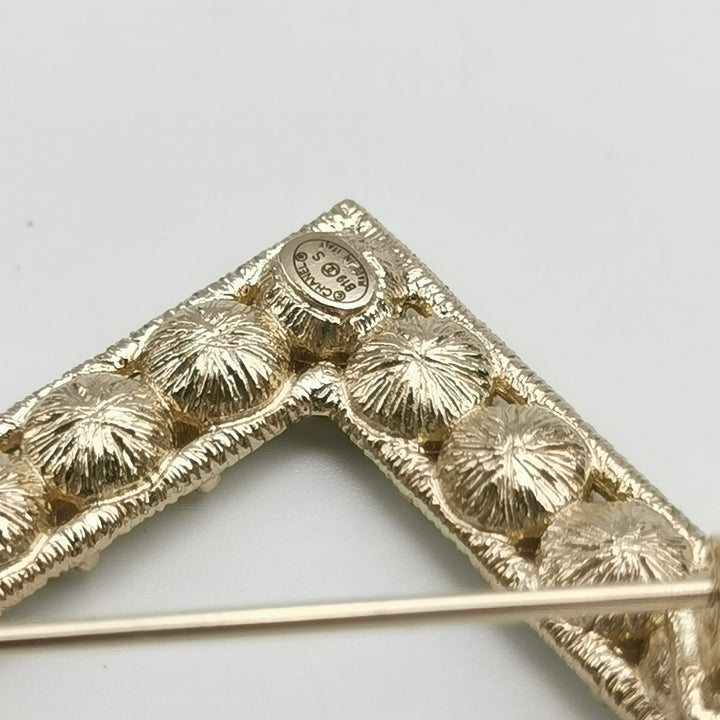 Chanel 2020 Strass Logo Letters Brooch Set Gold