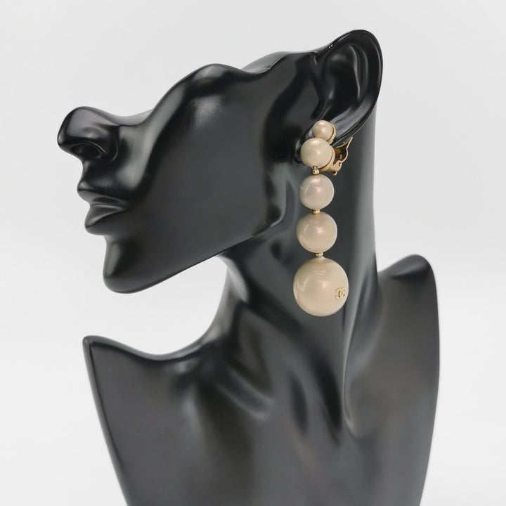 Chanel Dangle Faux Pearl Earrings