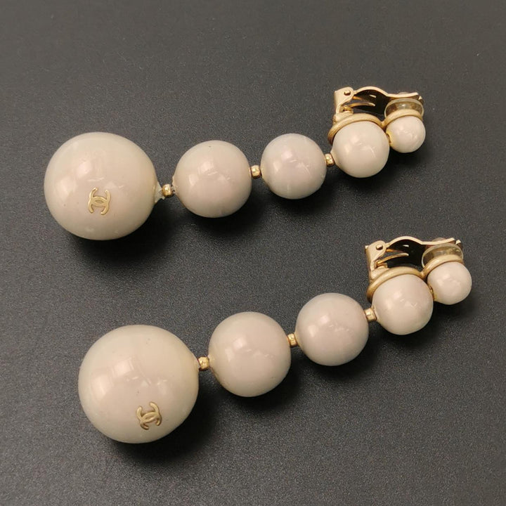 Chanel Dangle Faux Pearl Earrings