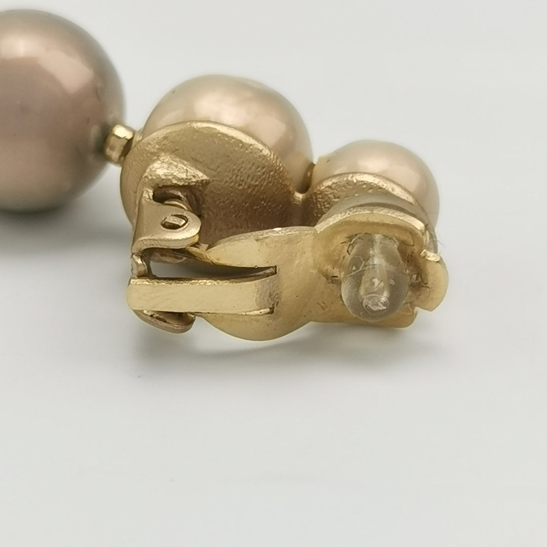 Chanel Dangle Faux Pearl Earrings