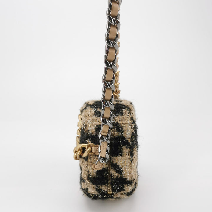 Chanel Tweed 19 Round Clutch with Chain and Coin Purse Crossbody Bag