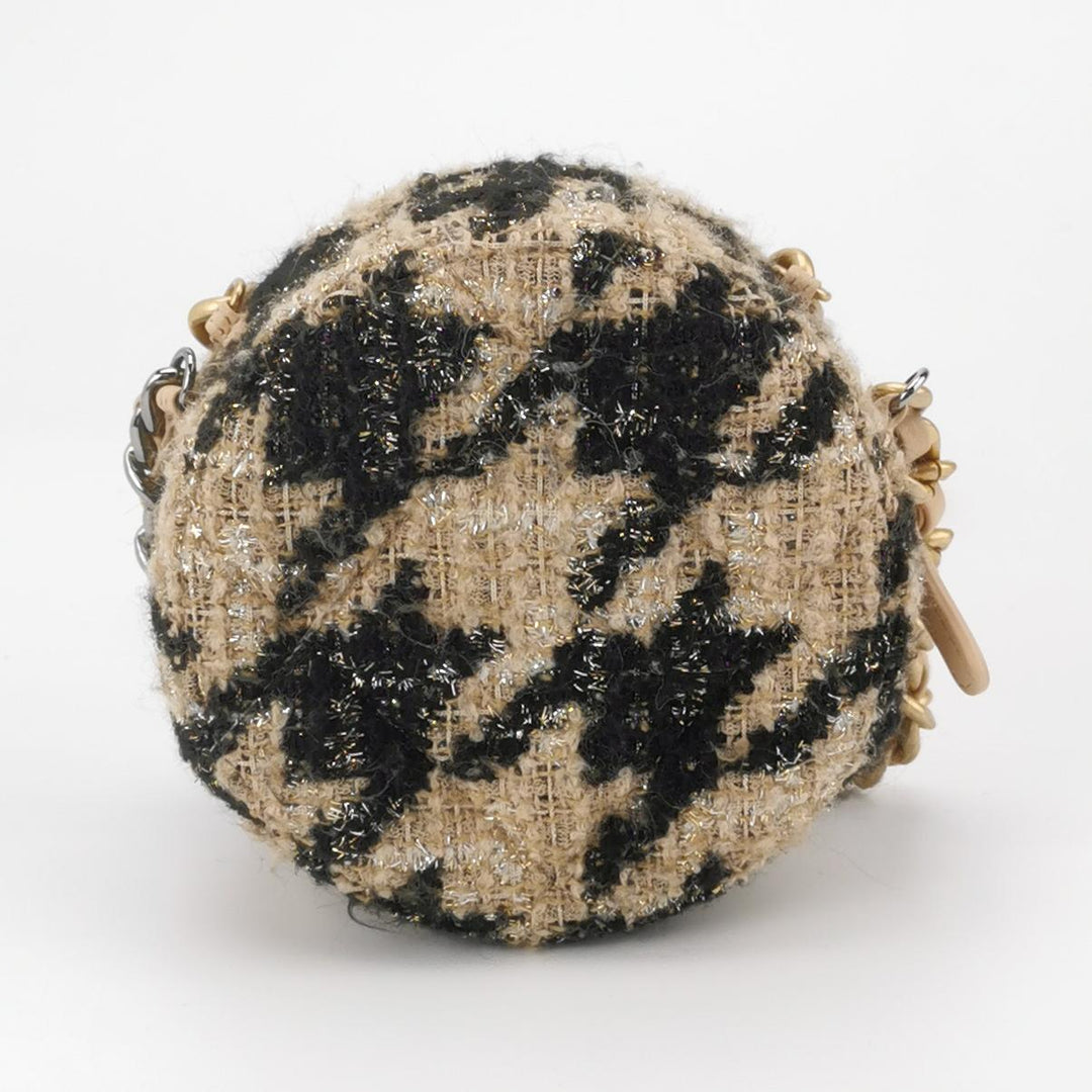 Chanel Tweed 19 Round Clutch with Chain and Coin Purse Crossbody Bag