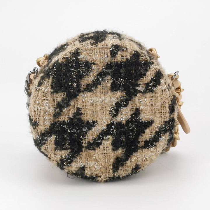 Chanel Tweed 19 Round Clutch with Chain and Coin Purse Crossbody Bag