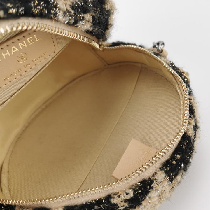 Chanel Tweed 19 Round Clutch with Chain and Coin Purse Crossbody Bag