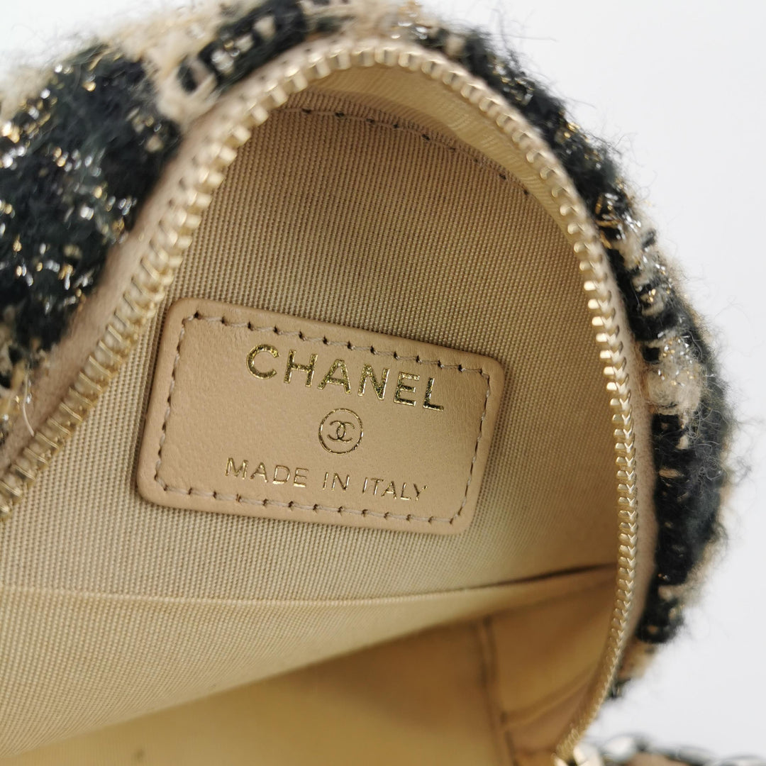 Chanel Tweed 19 Round Clutch with Chain and Coin Purse Crossbody Bag