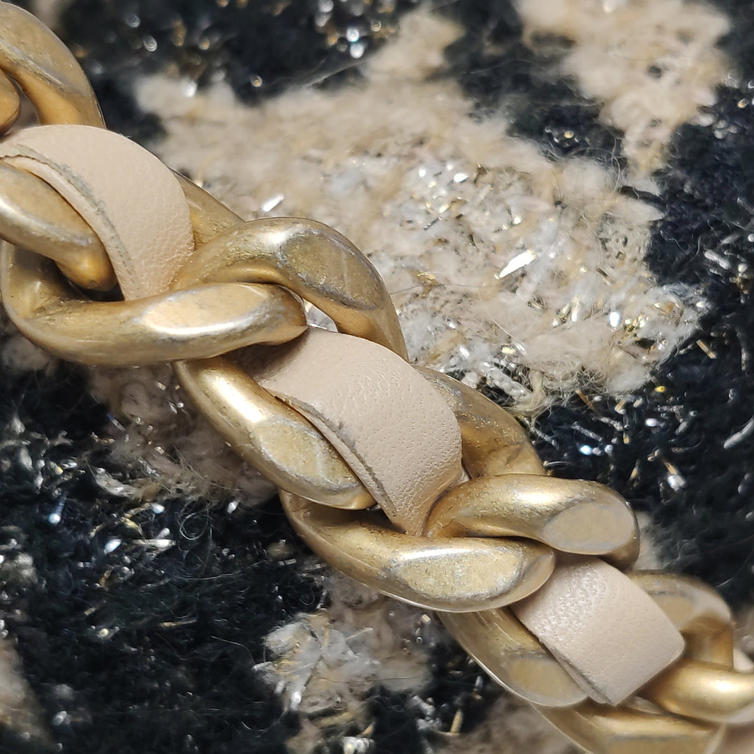 Chanel Tweed 19 Round Clutch with Chain and Coin Purse Crossbody Bag