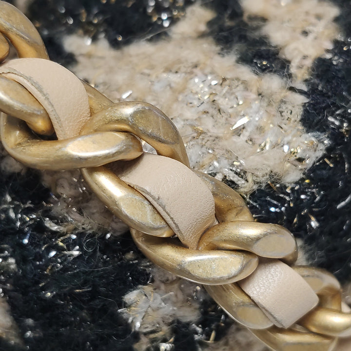 Chanel Tweed 19 Round Clutch with Chain and Coin Purse Crossbody Bag