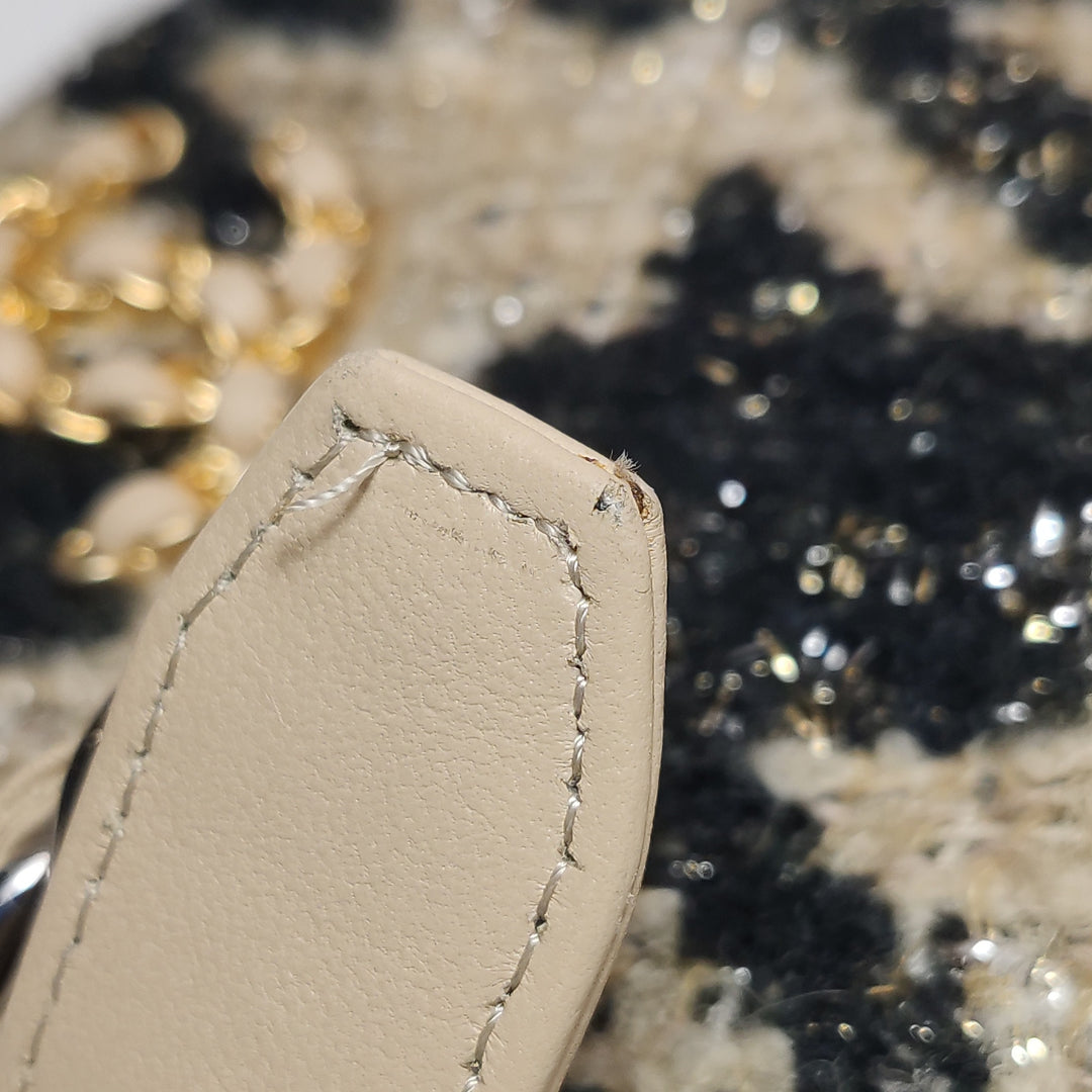 Chanel Tweed 19 Round Clutch with Chain and Coin Purse Crossbody Bag