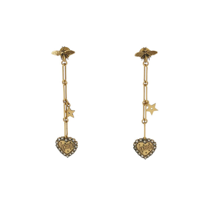 Dior J'Adior Heart Drop Earrings Metal with Crystals