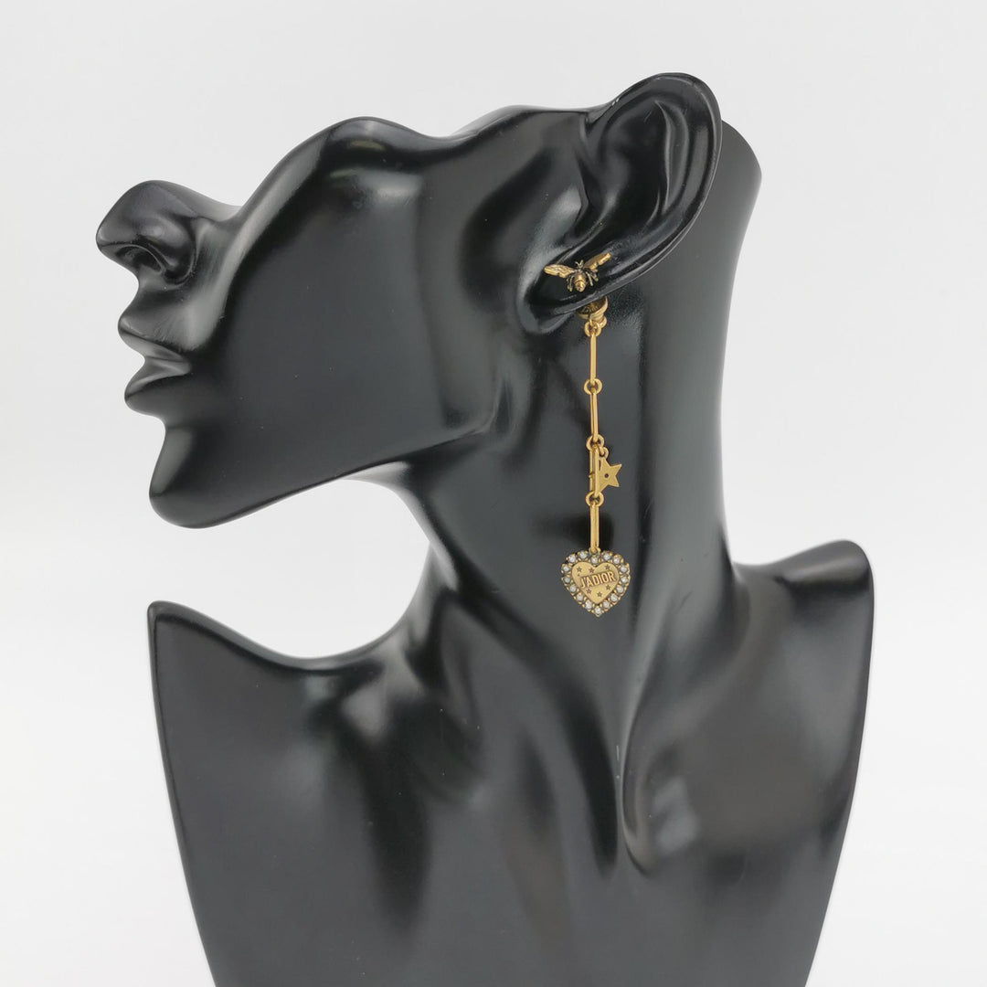 Dior J'Adior Heart Drop Earrings Metal with Crystals