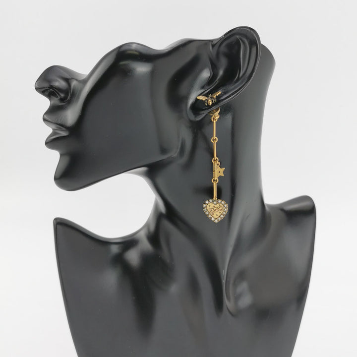Dior J'Adior Heart Drop Earrings Metal with Crystals