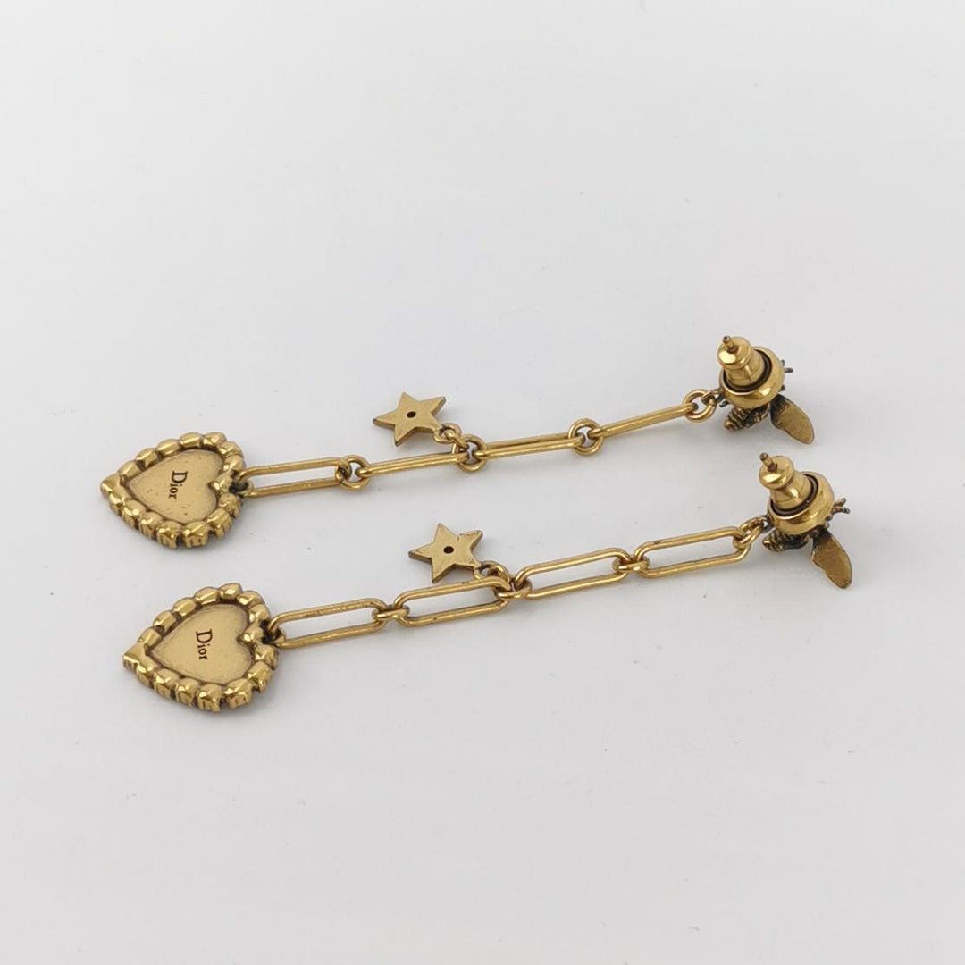 Dior J'Adior Heart Drop Earrings Metal with Crystals