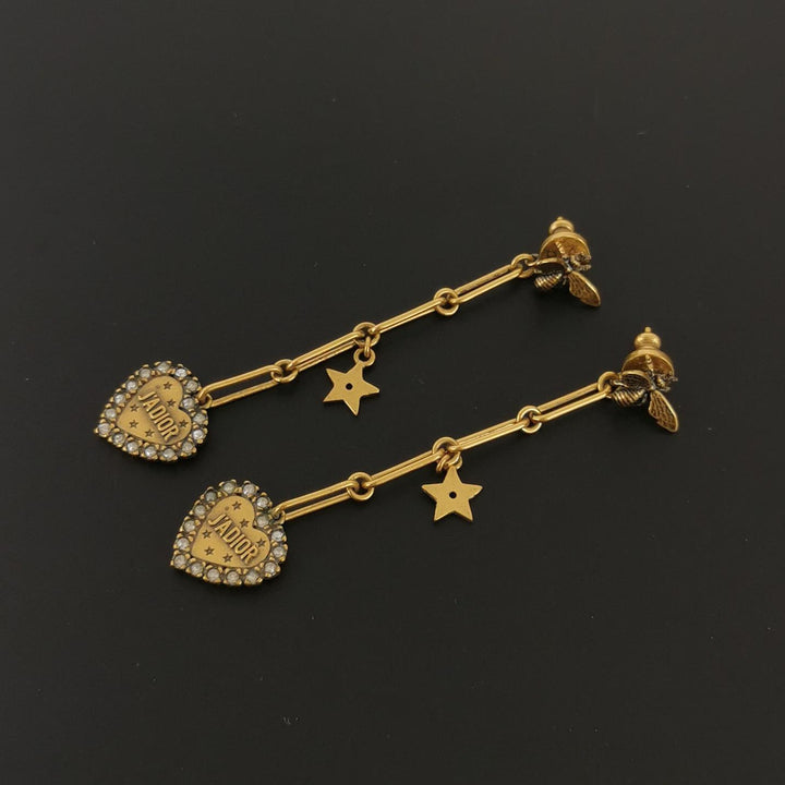 Dior J'Adior Heart Drop Earrings Metal with Crystals