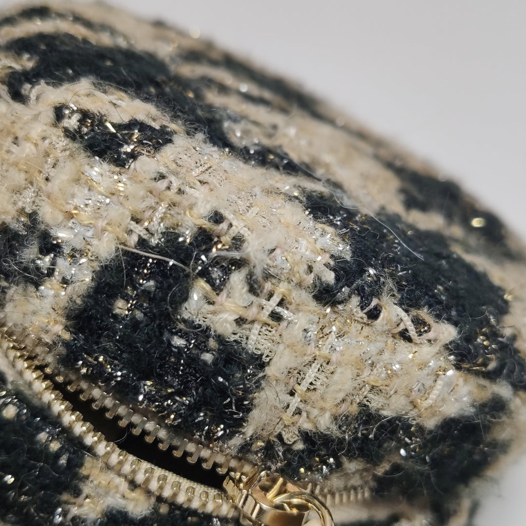 Chanel Tweed 19 Round Clutch with Chain and Coin Purse Crossbody Bag