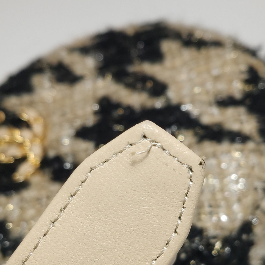 Chanel Tweed 19 Round Clutch with Chain and Coin Purse Crossbody Bag