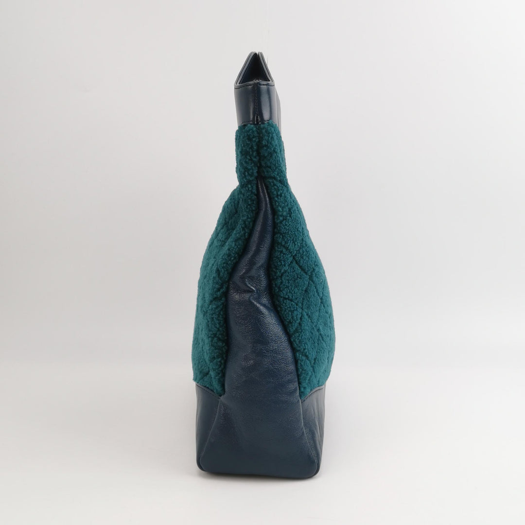 Chanel 31 Shopping Bag In Blue Green Quilted Shearling Leather Bag