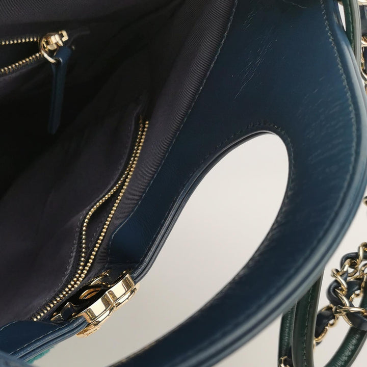 Chanel 31 Shopping Bag In Blue Green Quilted Shearling Leather Bag