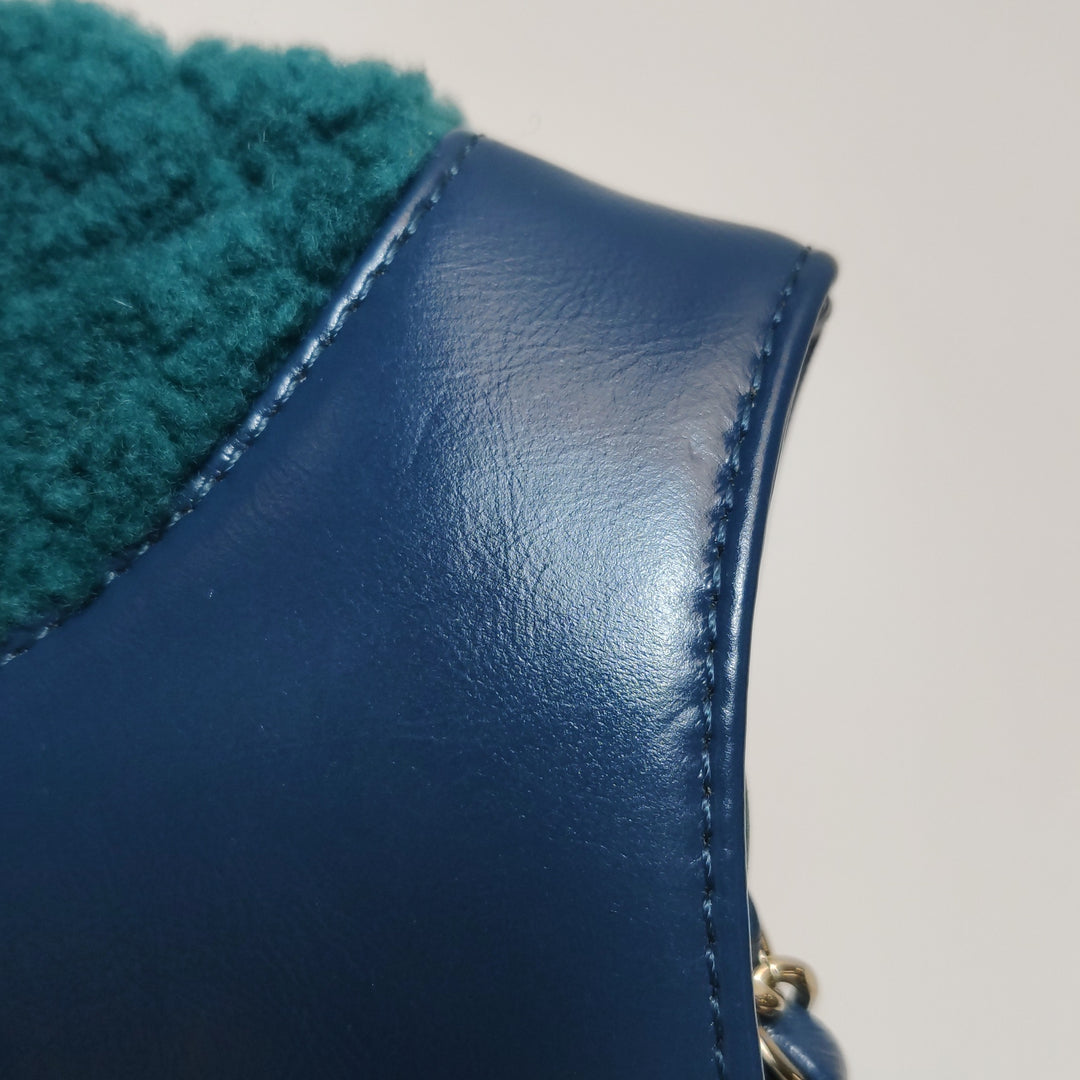Chanel 31 Shopping Bag In Blue Green Quilted Shearling Leather Bag