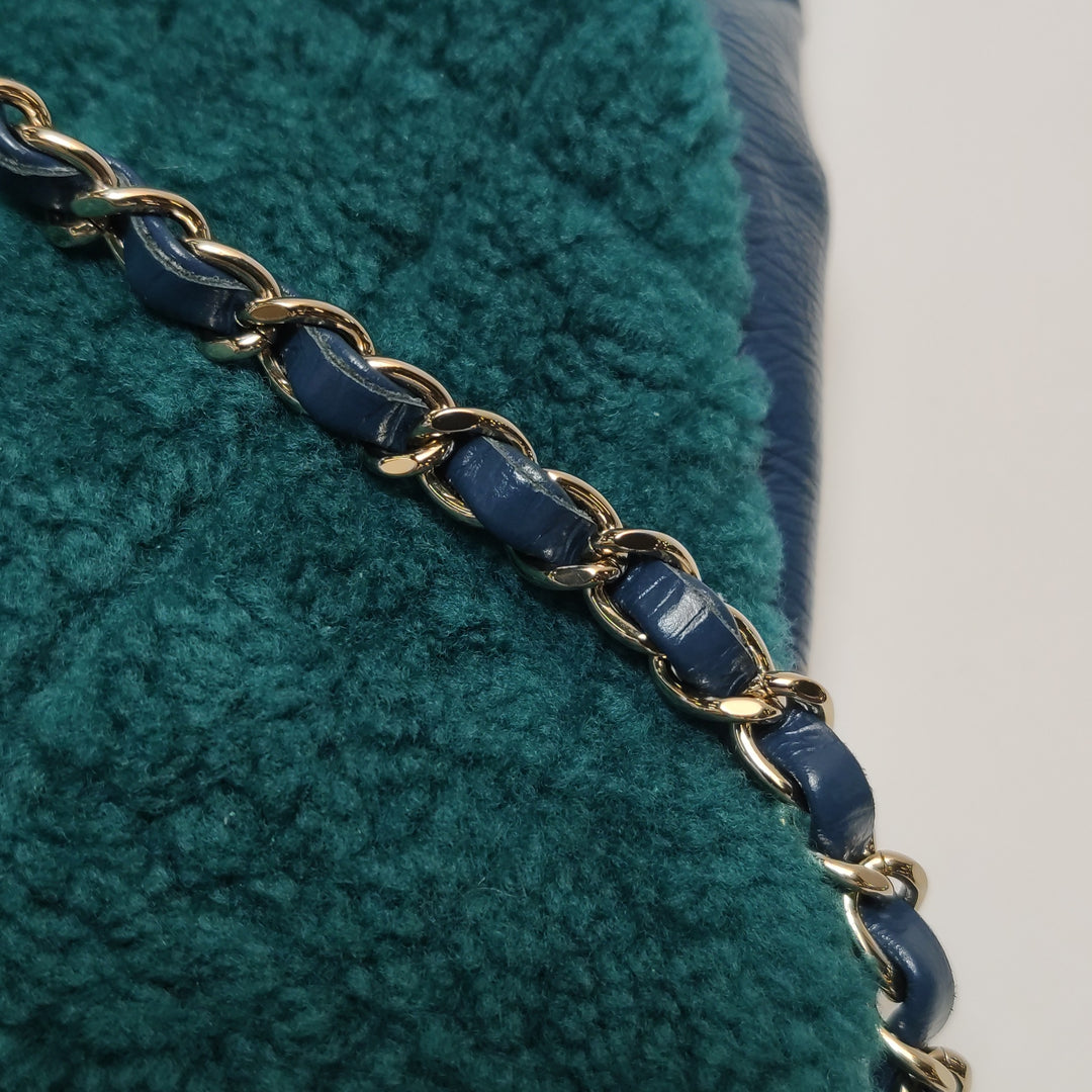 Chanel 31 Shopping Bag In Blue Green Quilted Shearling Leather Bag