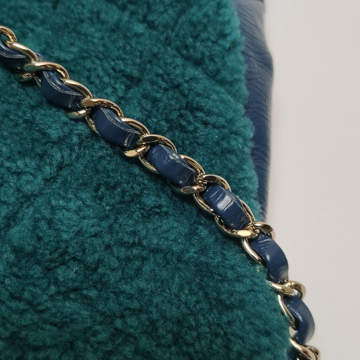 Chanel 31 Shopping Bag In Blue Green Quilted Shearling Leather Bag