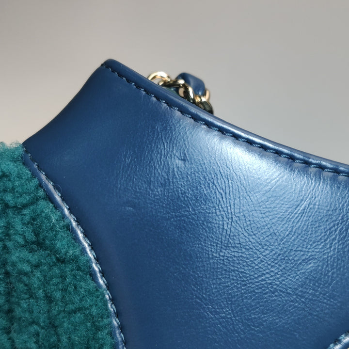 Chanel 31 Shopping Bag In Blue Green Quilted Shearling Leather Bag