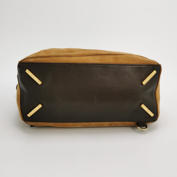 Loewe Medium Puzzle Bag In Brown Suede