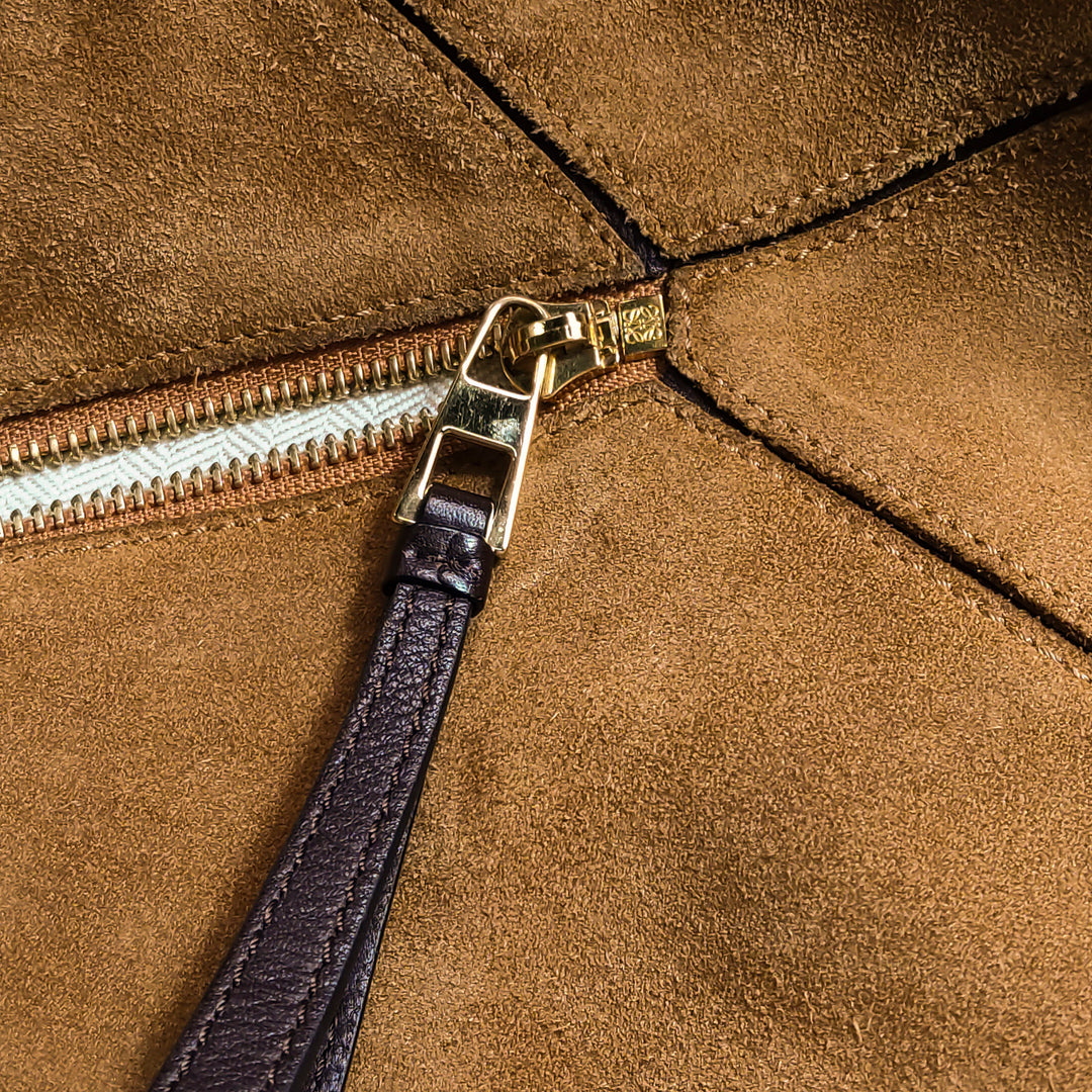 Loewe Medium Puzzle Bag In Brown Suede