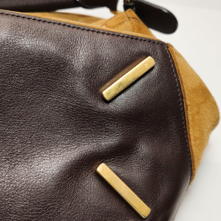 Loewe Medium Puzzle Bag In Brown Suede
