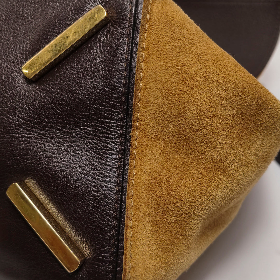 Loewe Medium Puzzle Bag In Brown Suede