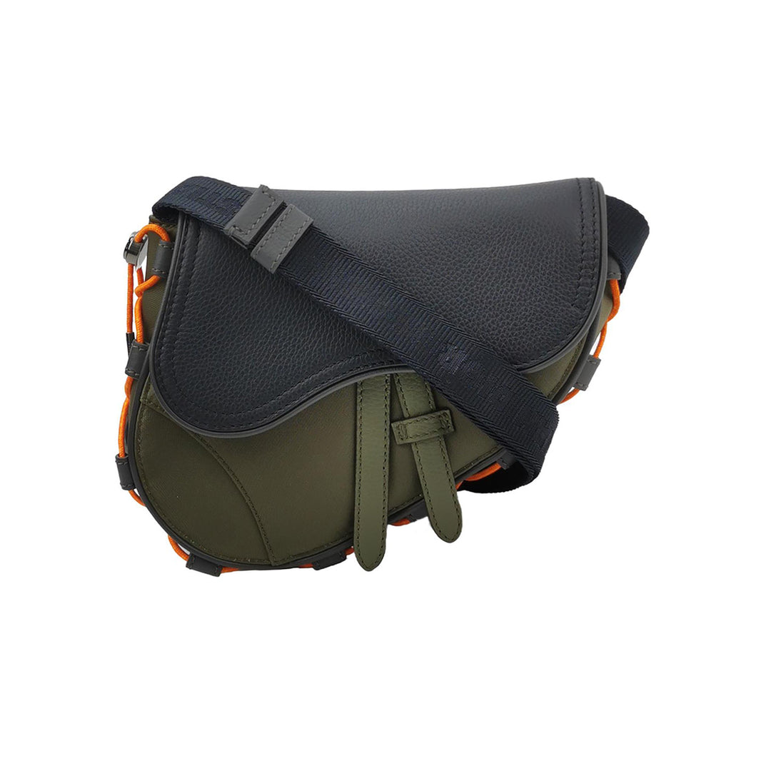 Christian Dior × Sacai Saddle Leather Technical Fabric Shoulder Bag