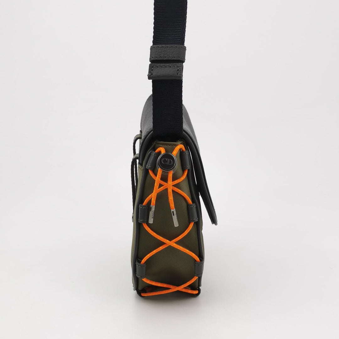 Christian Dior × Sacai Saddle Leather Technical Fabric Shoulder Bag