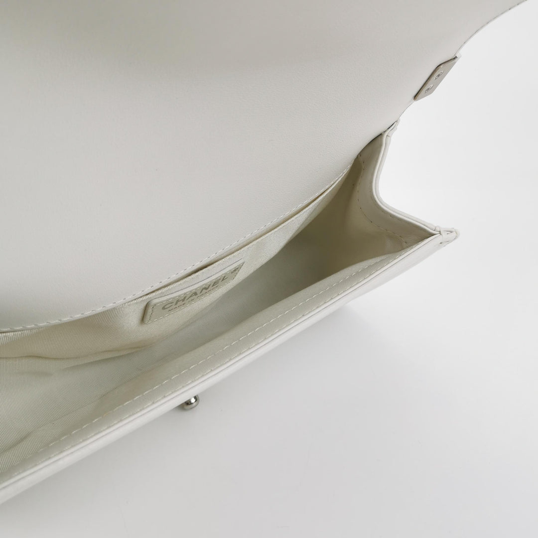 Chanel Medium Sequin Boy Bag in White