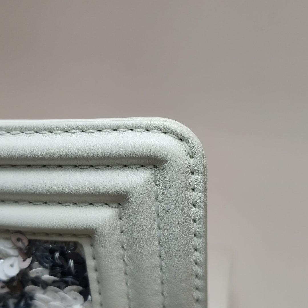 Chanel Medium Sequin Boy Bag in White