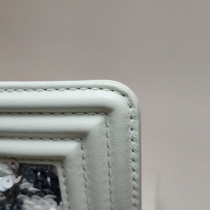 Chanel Medium Sequin Boy Bag in White