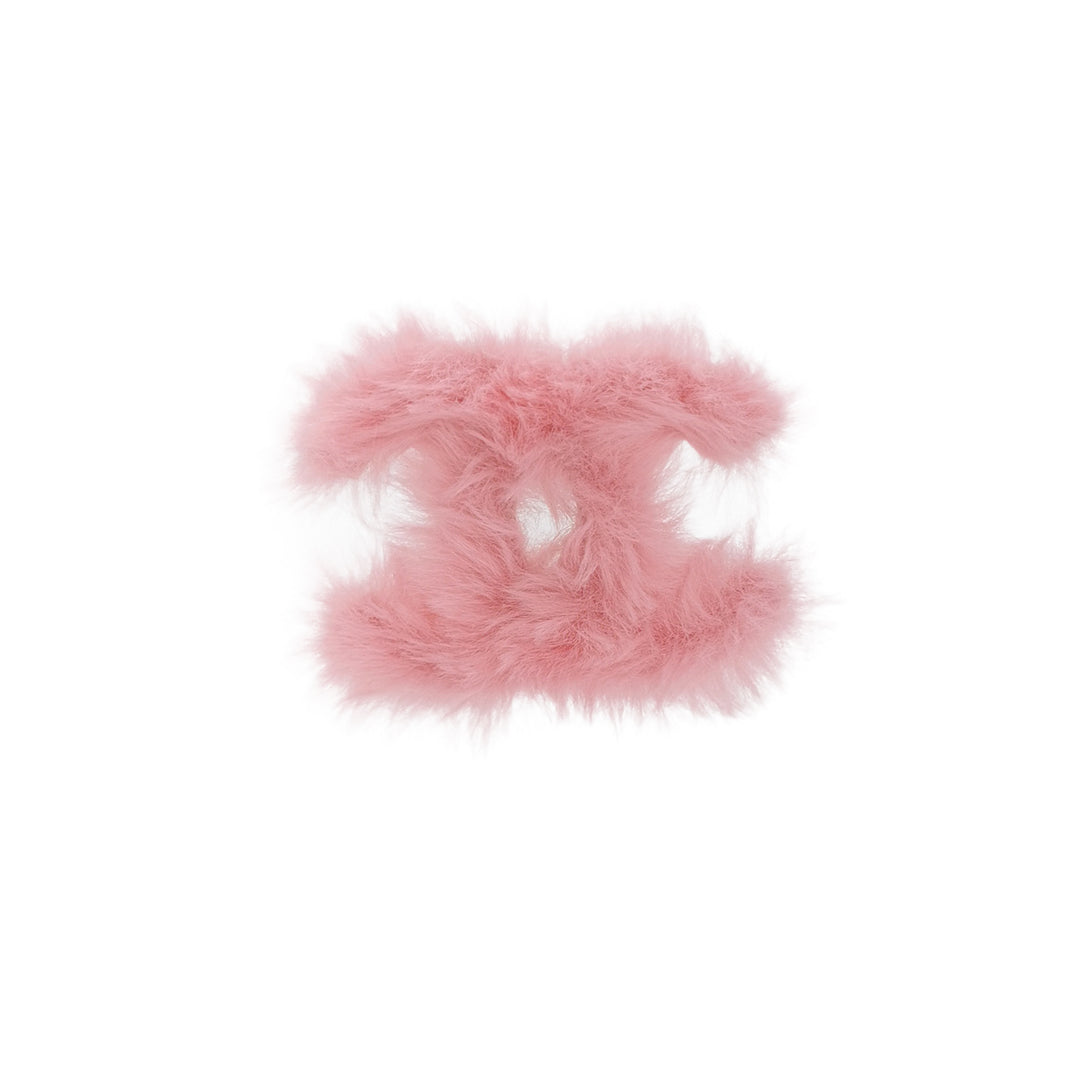 Chanel CC Logo Fur Brooch