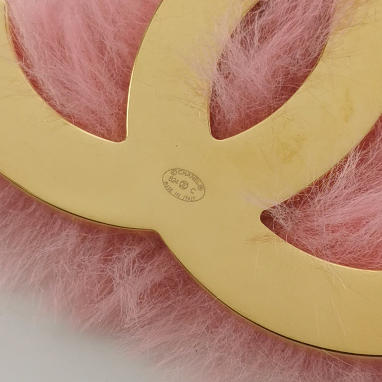 Chanel CC Logo Fur Brooch