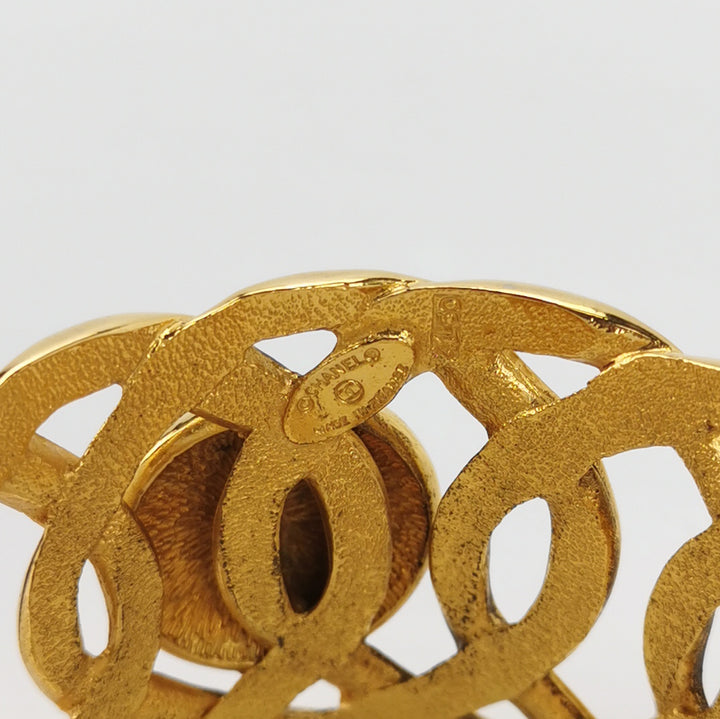 Chanel Vintage CC Logo Gold Cuff Bracelet