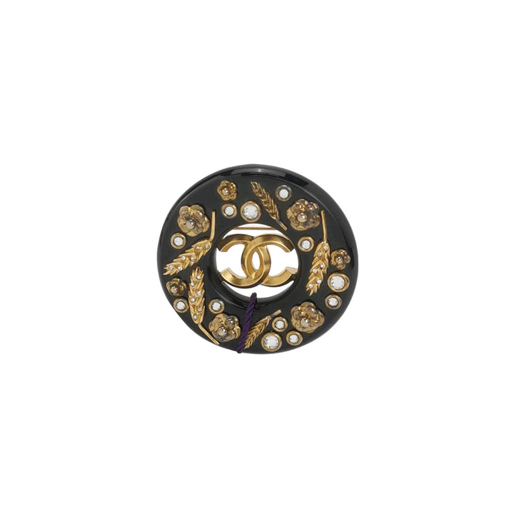 Chanel CC Logo Gold Brooch