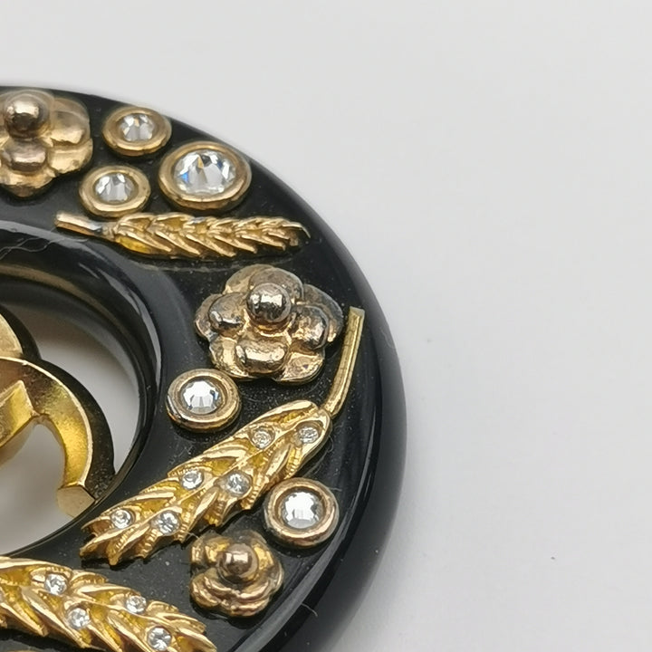 Chanel CC Logo Gold Brooch