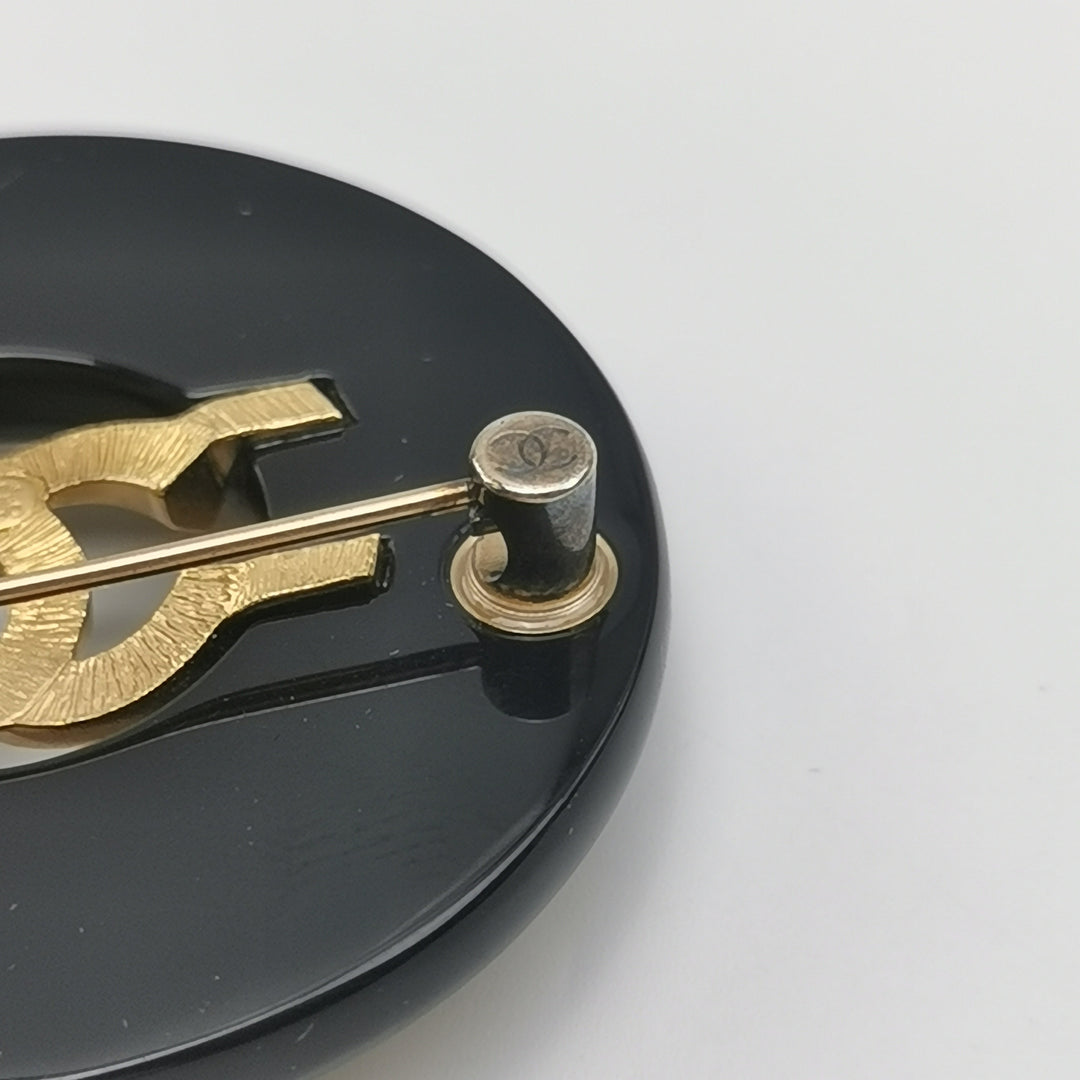Chanel CC Logo Gold Brooch