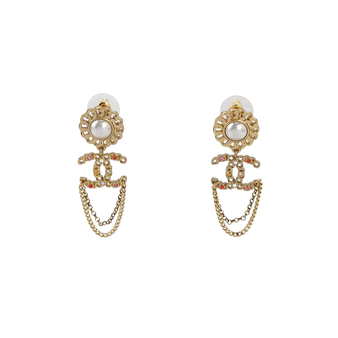 Chanel CC Logo Dangle Statement Earrings