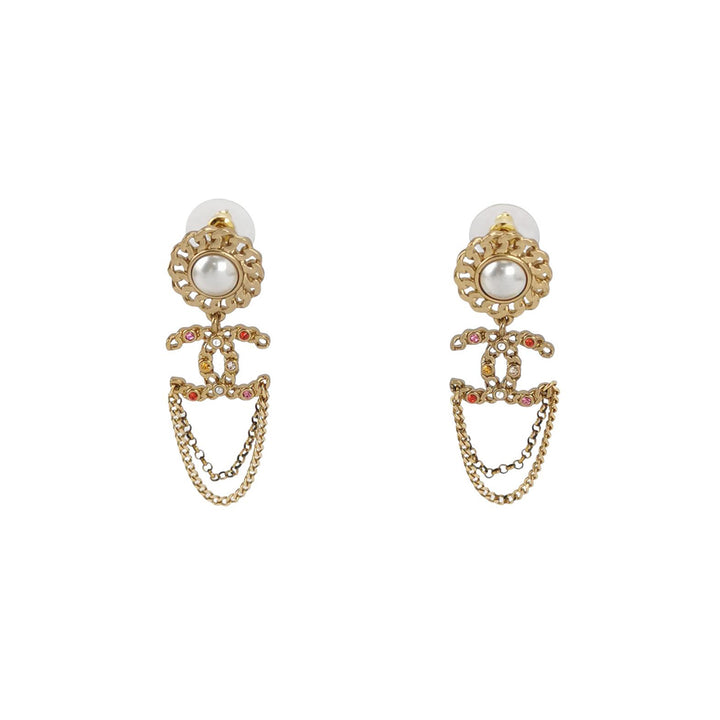 Chanel CC Logo Dangle Statement Earrings