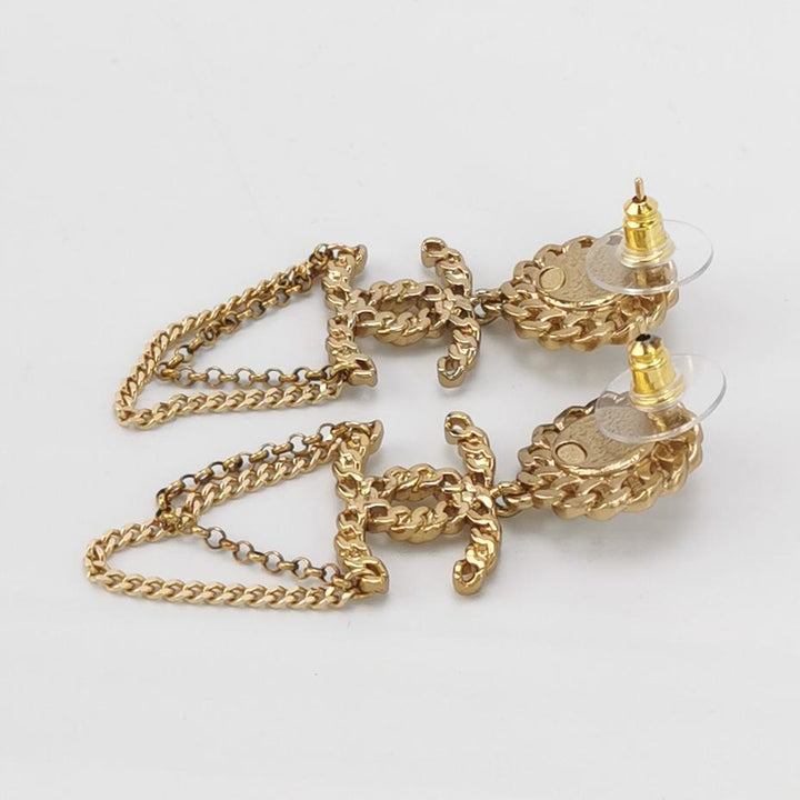 Chanel CC Logo Dangle Statement Earrings