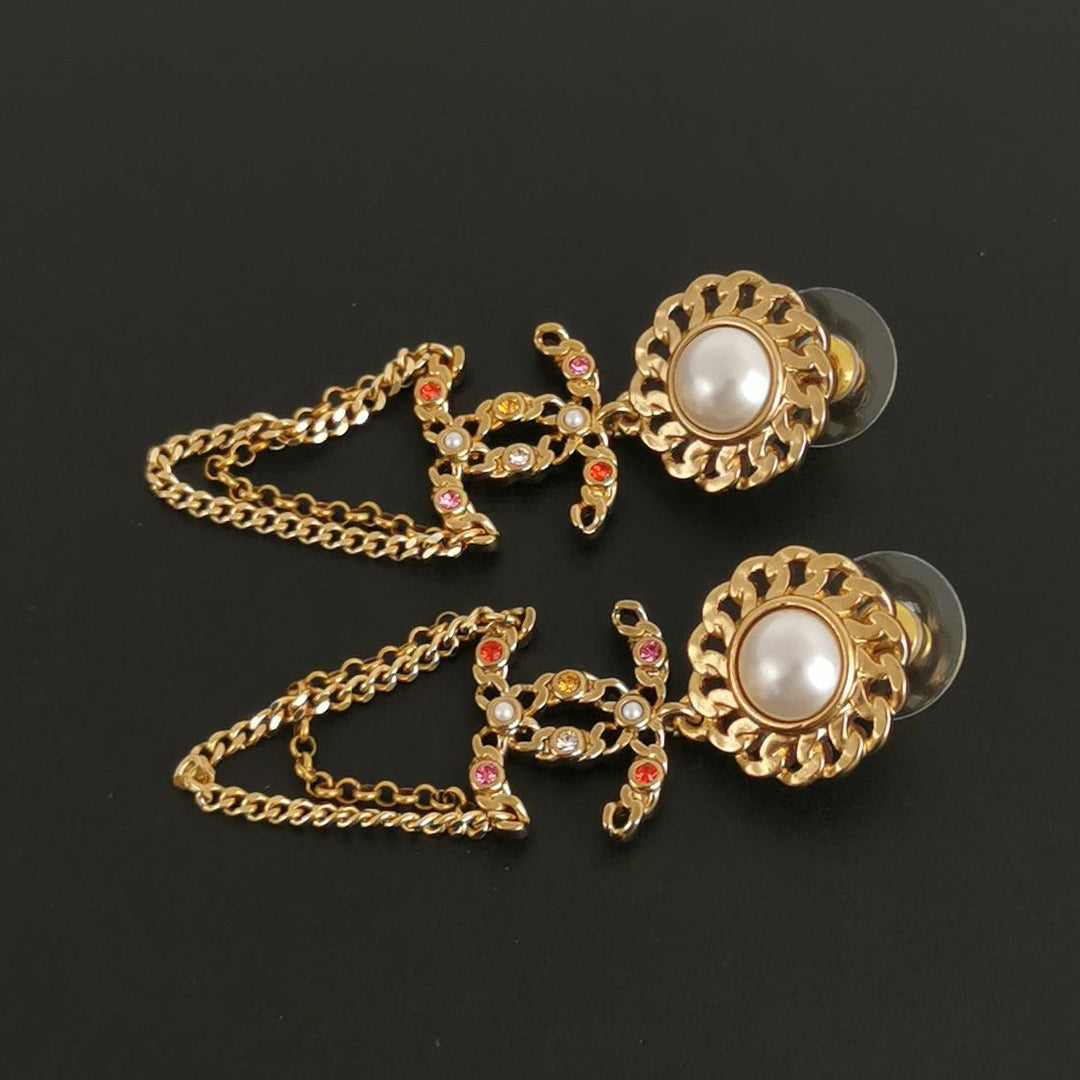 Chanel CC Logo Dangle Statement Earrings