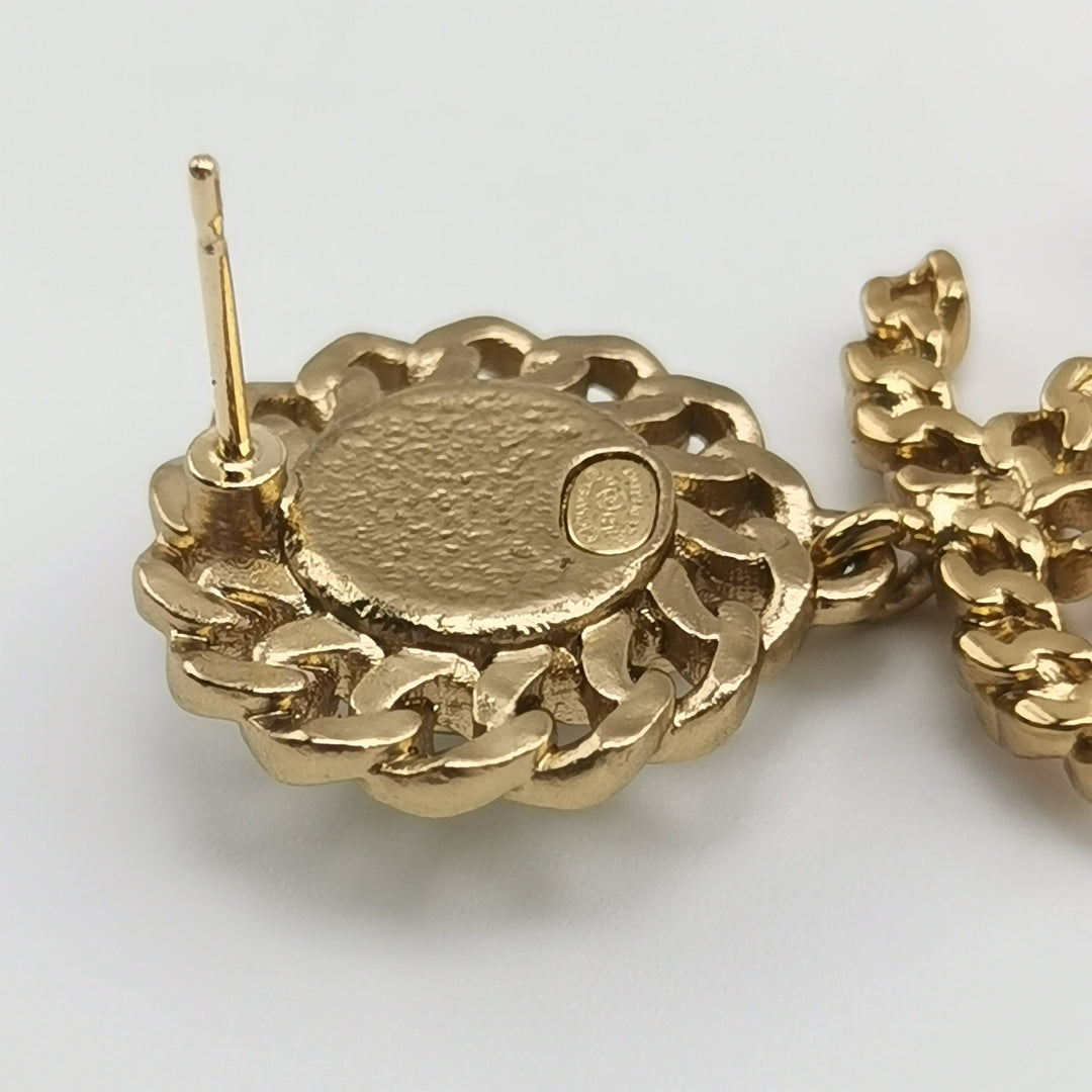 Chanel CC Logo Dangle Statement Earrings