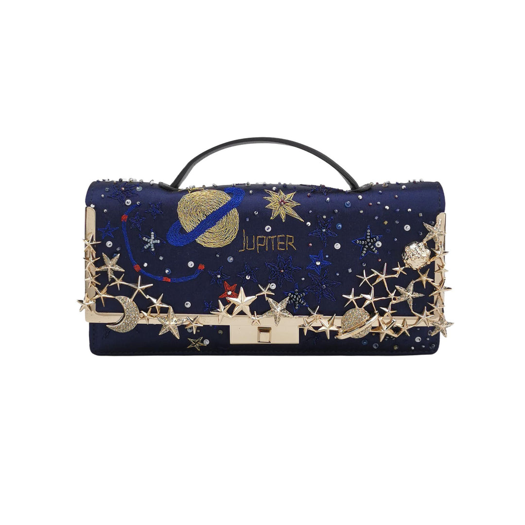 Valentino Cosmos Embroidered Satin Clutch